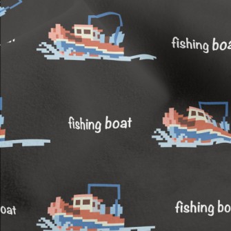 Pixel Style Fishing Boat Micro Fleece