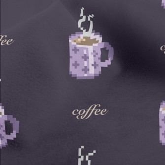 Pixel Style Purple Coffee Cup Micro Fleece