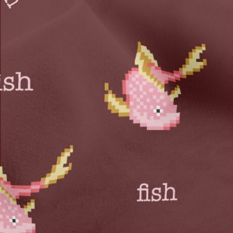 Pixel Style Pink Fish Micro Fleece