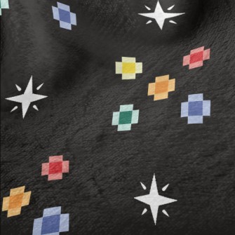 Pixel Style Colorful Flowers Minky