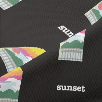 Beautiful Sunset In Pixel Styl Piqué