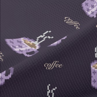Pixel Style Purple Coffee Cup Piqué