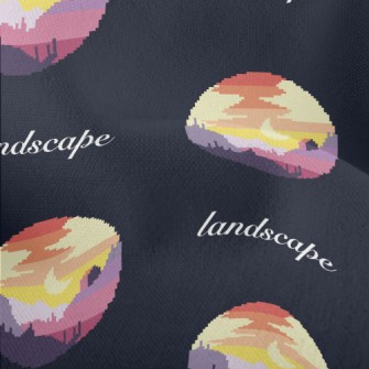 Beautiful Sunset In Pixel Styl Lightweight Performance Linen