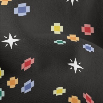 Pixel Style Colorful Flowers Lightweight Performance Linen