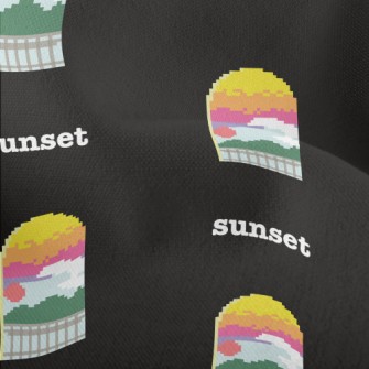 Beautiful Sunset In Pixel Styl Lightweight Performance Linen