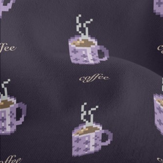 Pixel Style Purple Coffee Cup Lightweight Performance Linen