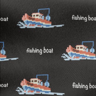 Pixel Style Fishing Boat Jersey Backed Fleece