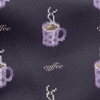 Pixel Style Purple Coffee Cup Jersey Backed Fleece