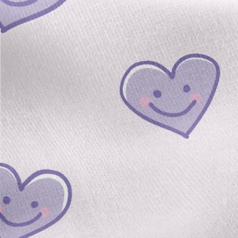 Cute Purple Smiling Love Heart Jersey Backed Fleece