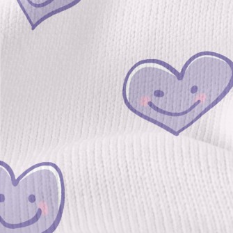 Cute Purple Smiling Love Heart Stretch Jersey