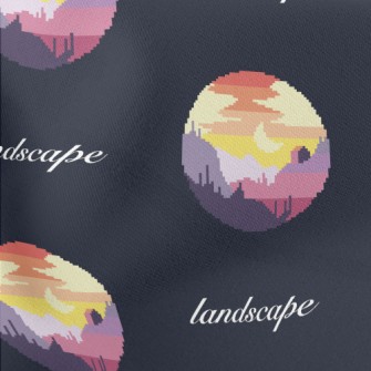 Beautiful Sunset In Pixel Styl Lightweight Cotton Poplin