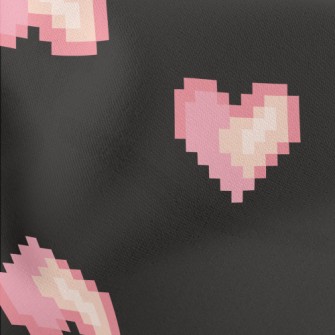 Pixel Style Pink Love Heart Lightweight Cotton Poplin