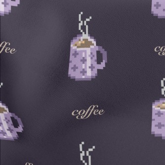 Pixel Style Purple Coffee Cup Lightweight Cotton Poplin