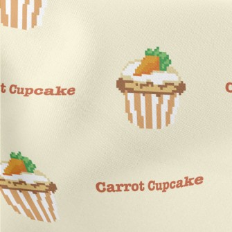 Pixel Style Carrot Cupcake Lightweight Cotton Poplin
