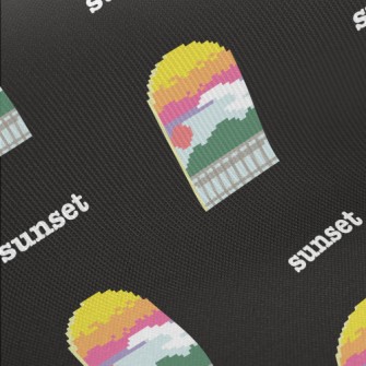 Beautiful Sunset In Pixel Styl Midweight Cotton Poplin