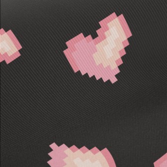 Pixel Style Pink Love Heart Midweight Cotton Poplin