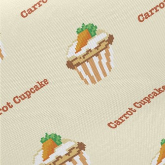 Pixel Style Carrot Cupcake Midweight Cotton Poplin