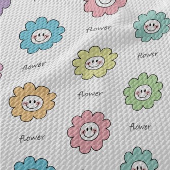 Colorful Smiling Flowers Birdseye Piqué