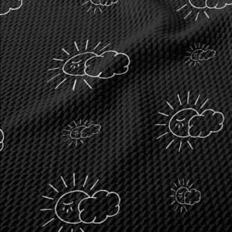 Simple Lines Of Sun And Clouds Birdseye Piqué