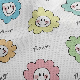 Colorful Smiling Flowers Athletic Mesh Flat Back