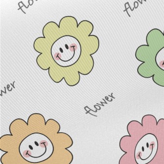 Colorful Smiling Flowers Twill