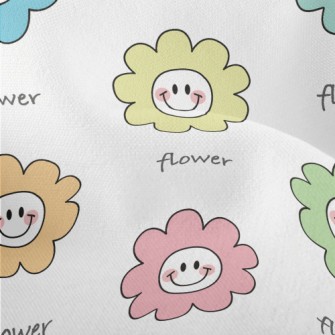 Colorful Smiling Flowers Lightweight Performance Linen