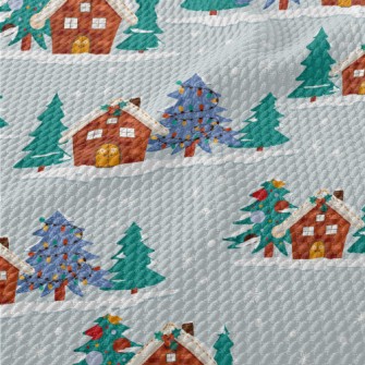 Christmas Snow House Birdseye Piqué