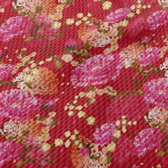 Noble Red Flowers Birdseye Piqué