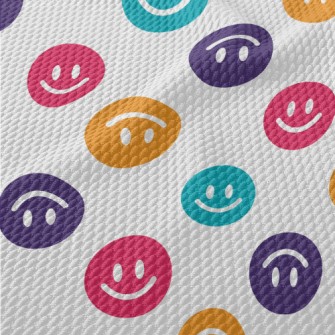 Colorful Upside Down Smiley Fa Birdseye Piqué