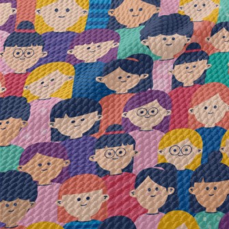 Cute Cartoon Characters Birdseye Piqué