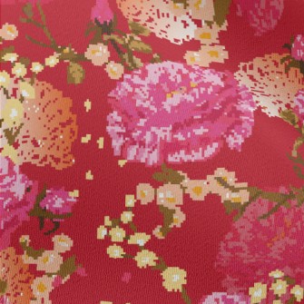 Noble Red Flowers Chiffon