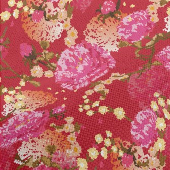 Noble Red Flowers Performance Linen