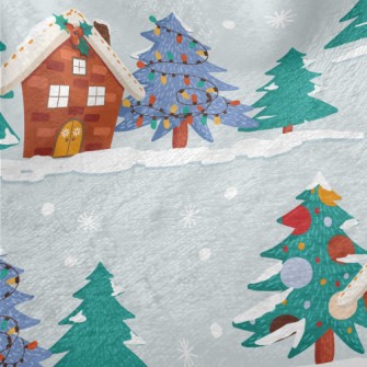 Christmas Snow House Minky