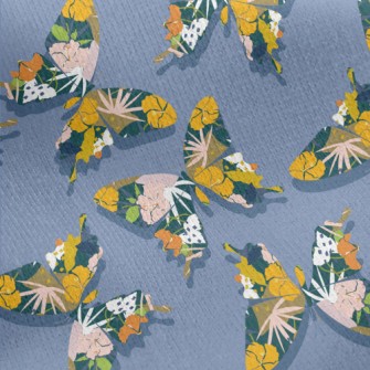 Flowers Wings Butterfly Jersey Backed Fleece