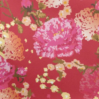 Noble Red Flowers Pongee