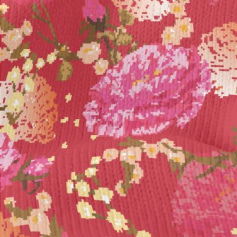 Noble Red Flowers Stretch Jersey