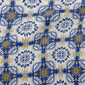 European Tiles With Flowers An Birdseye Piqué