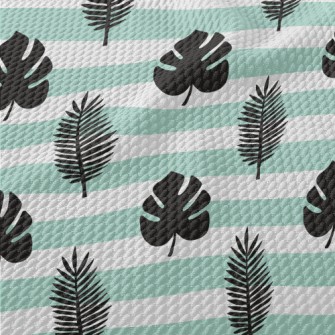 Large Striped Leaves Birdseye Piqué