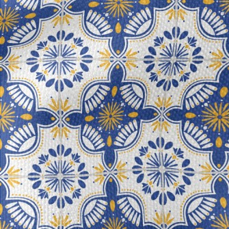 European Tiles With Flowers An Waterproof Canvas