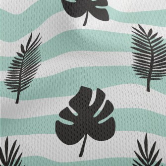 Large Striped Leaves Athletic Mesh Flat Back