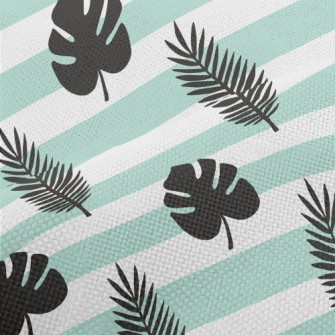 Large Striped Leaves Performance Linen