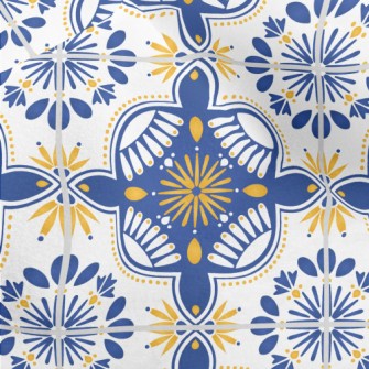 European Tiles With Flowers An Micro Fleece