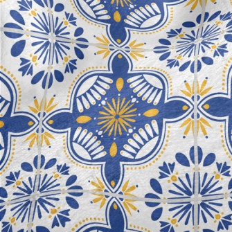 European Tiles With Flowers An Minky