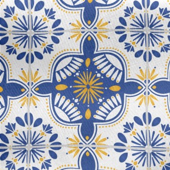 European Tiles With Flowers An Jersey Backed Fleece