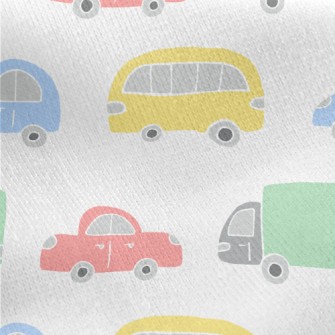 Colorful Cars And Trucks Jersey Backed Fleece