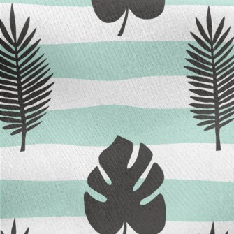 Large Striped Leaves Jersey Backed Fleece