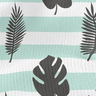 Large Striped Leaves Stretch Jersey