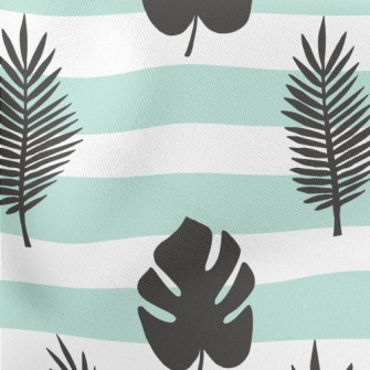 Large Striped Leaves Lightweight Cotton Poplin