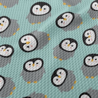 Cartoon Penguin Pattern Birdseye Piqué