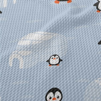 Igloo And Cute Penguins Birdseye Piqué